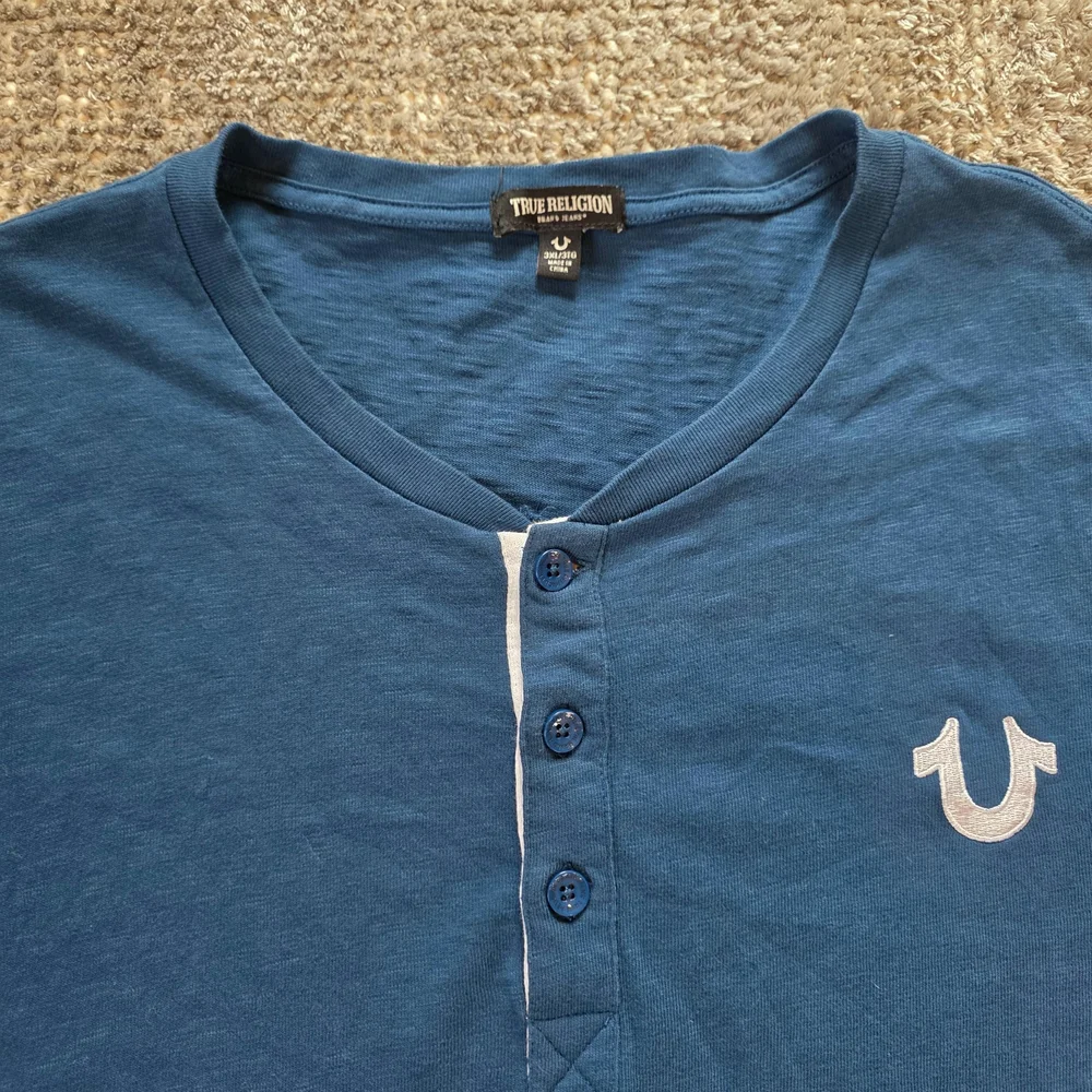True Religion Men's Blue Henley Shirt